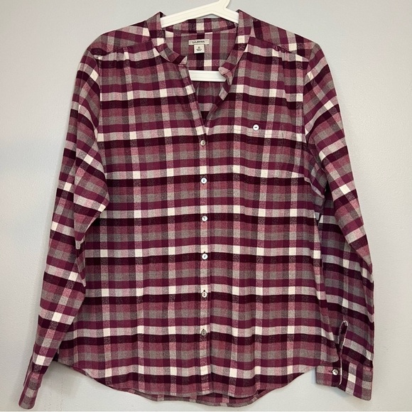 Bundle 2 L L Bean Size M Pullover Shirt & Button Up Shirt Orange Plaid Essential - Picture 2 of 16